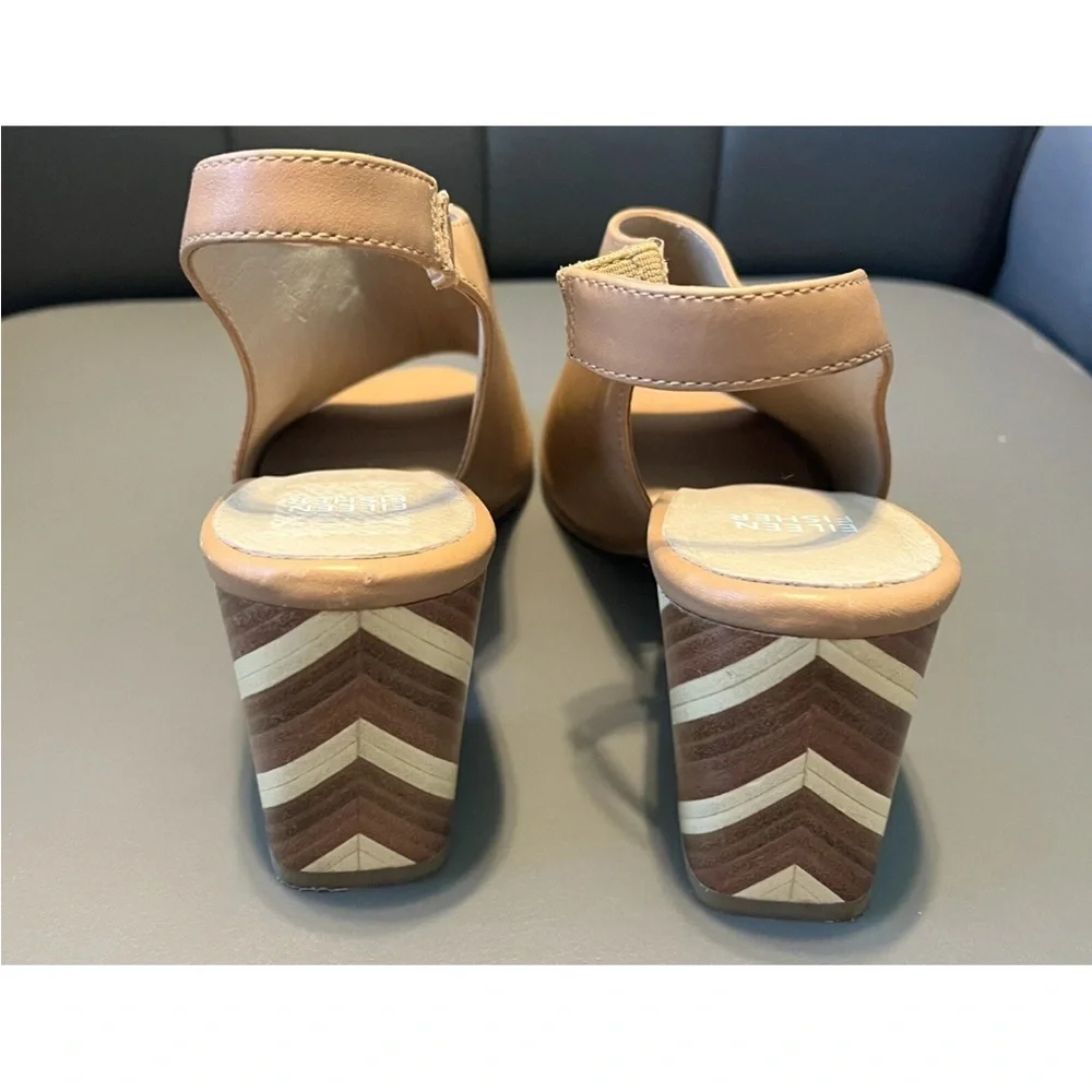 Eileen Fisher Tan Block Heel Slingbacks 8.5 B - Picture 5 of 6